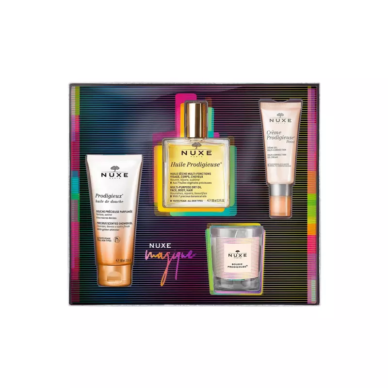 NUXE Pack gamme prodigieuse (huile, gel , crème, bougie)