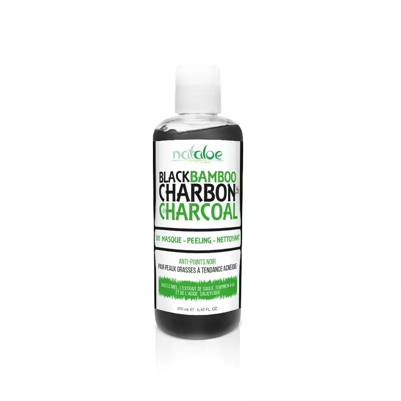 NATALOE Black Bamboo charbon charcoal 3en1 masque peeling nettoyant 