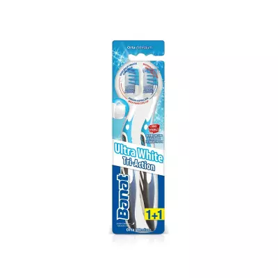 BANAT Brosse à dent ultra-white tri-action 1+1 medium