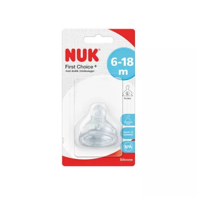 NUK Tétine First choice+ anti-collique silicone 6-18 mois
